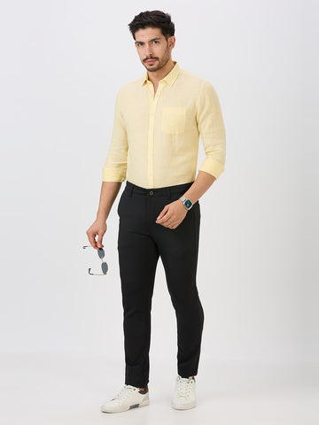Lemon Slim Fit Premium Linen Solid Shirt