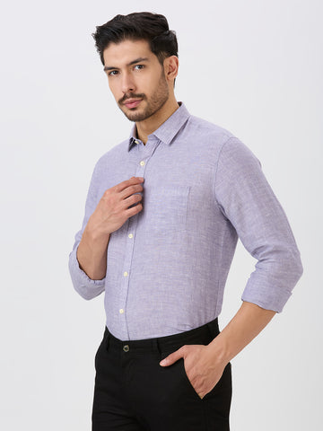 Lilac Slim Fit Premium Linen Solid Shirt