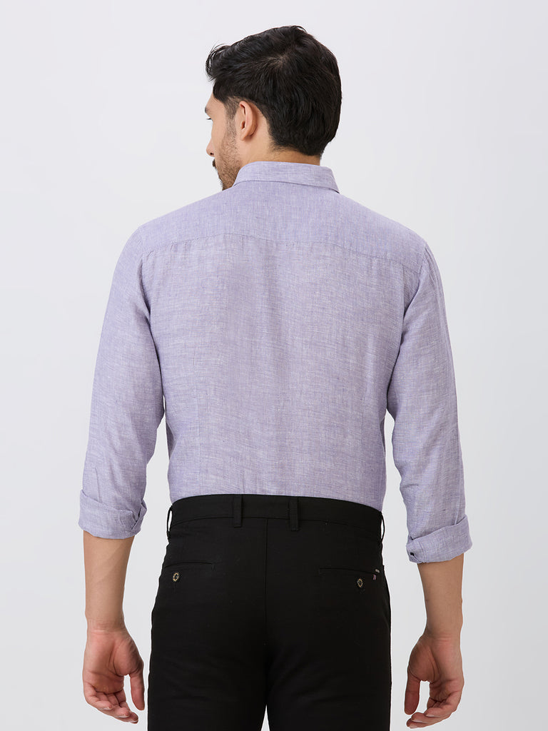 Lilac Slim Fit Premium Linen Solid Shirt