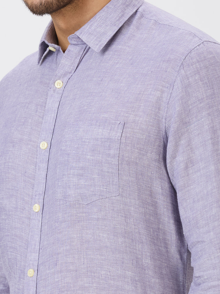 Lilac Slim Fit Premium Linen Solid Shirt