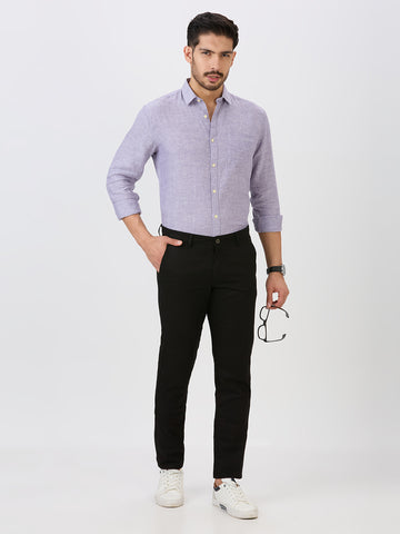 Lilac Slim Fit Premium Linen Solid Shirt