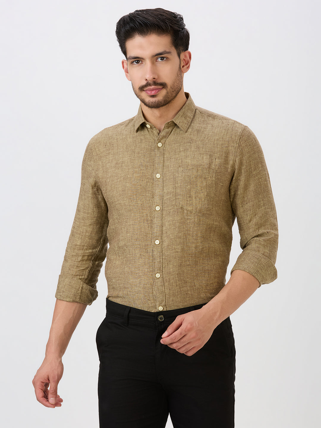 Ginger Slim Fit Premium Linen Solid Shirt