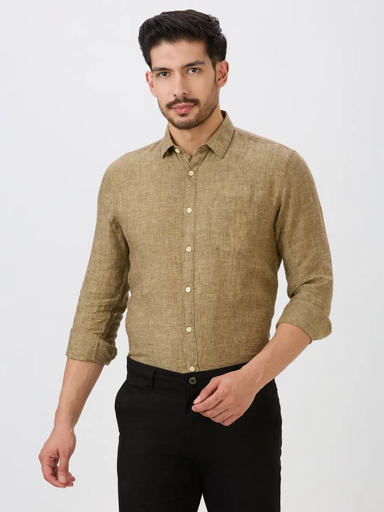 Ginger Slim Fit Premium Linen Solid Shirt
