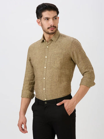 Ginger Slim Fit Premium Linen Solid Shirt