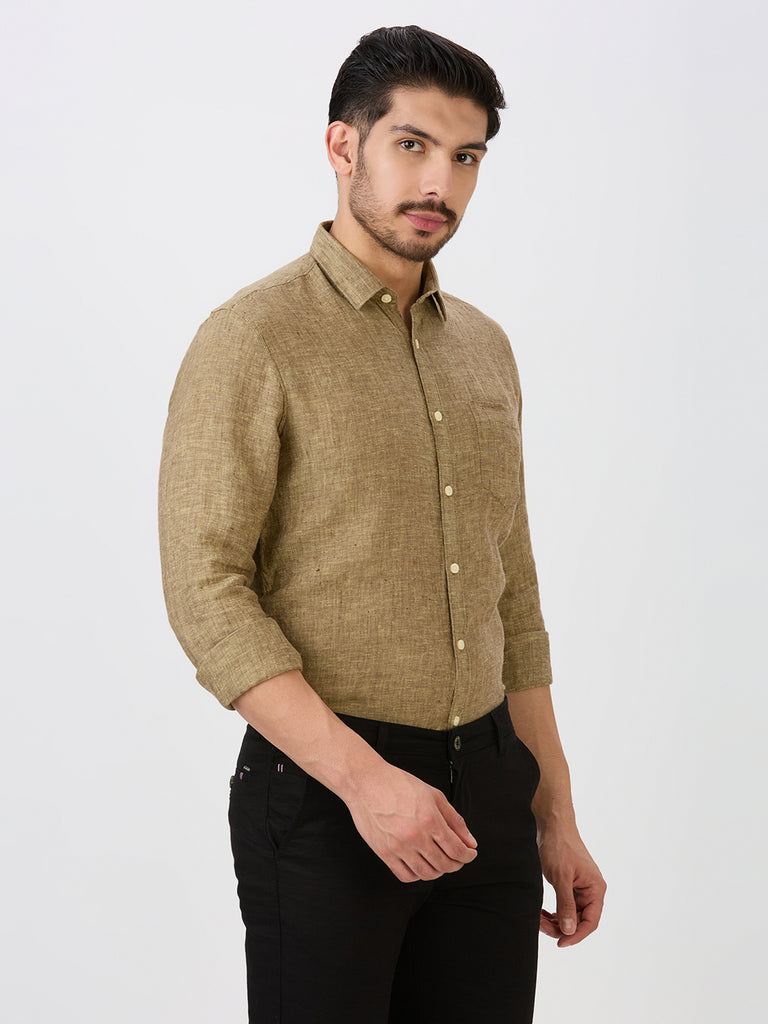 Ginger Slim Fit Premium Linen Solid Shirt