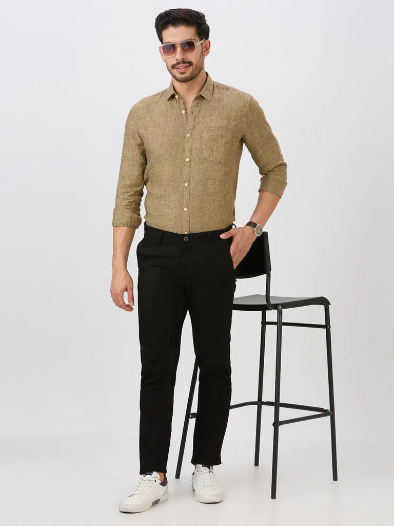 Ginger Slim Fit Premium Linen Solid Shirt