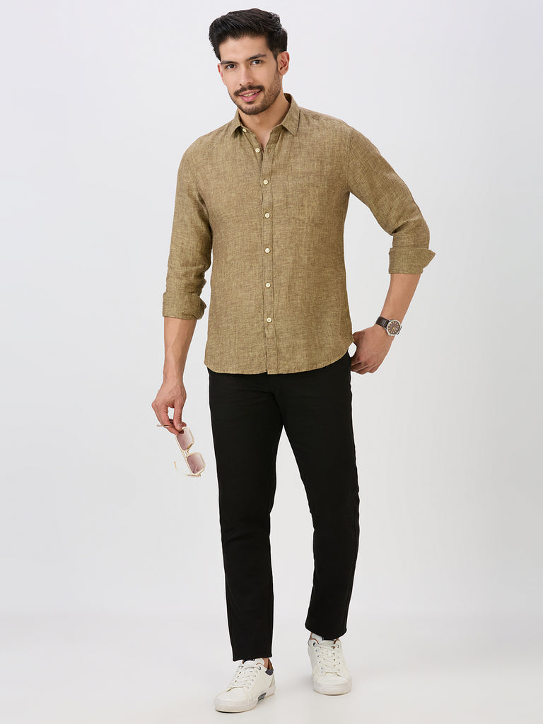 Ginger Slim Fit Premium Linen Solid Shirt