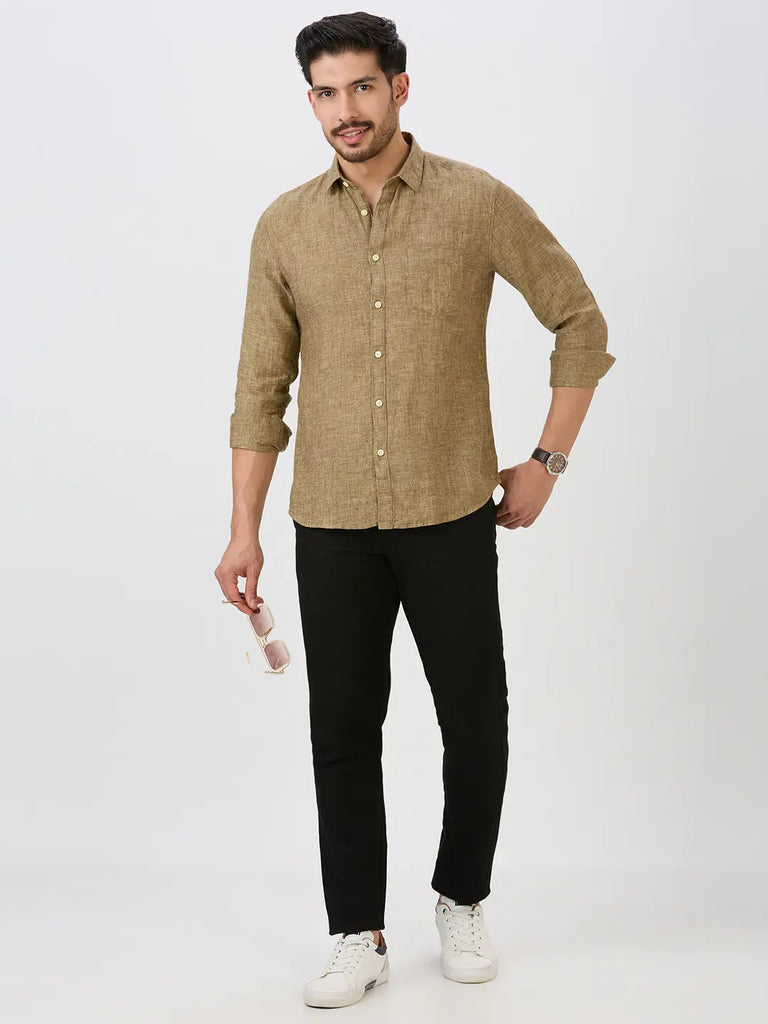 Ginger Slim Fit Premium Linen Solid Shirt