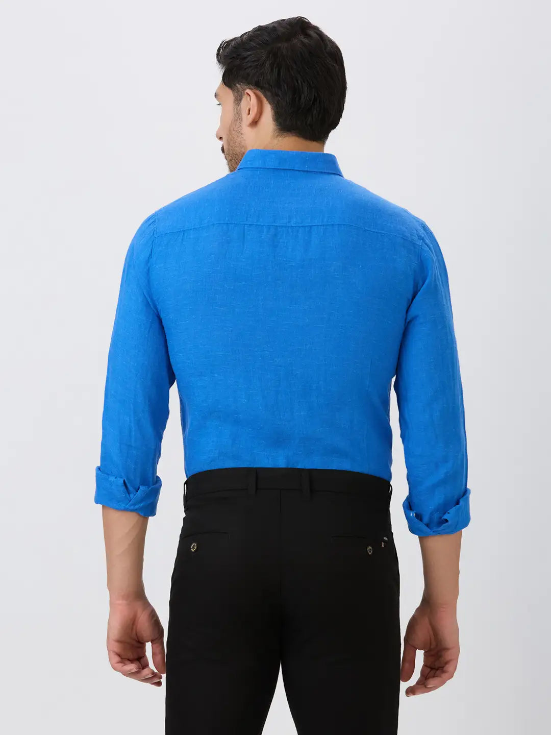 Royal Blue Slim Fit Premium Linen Solid Shirt