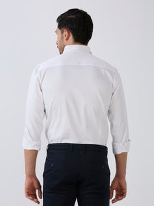 White Slim Fit Premium Cotton Satin Lycra Solid Shirt