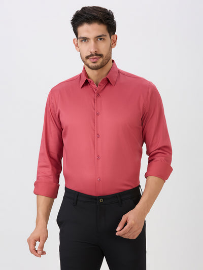 Cherry Slim Fit Premium Cotton Satin Lycra Solid Shirt