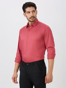 Cherry Slim Fit Premium Cotton Satin Lycra Solid Shirt