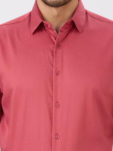 Cherry Slim Fit Premium Cotton Satin Lycra Solid Shirt