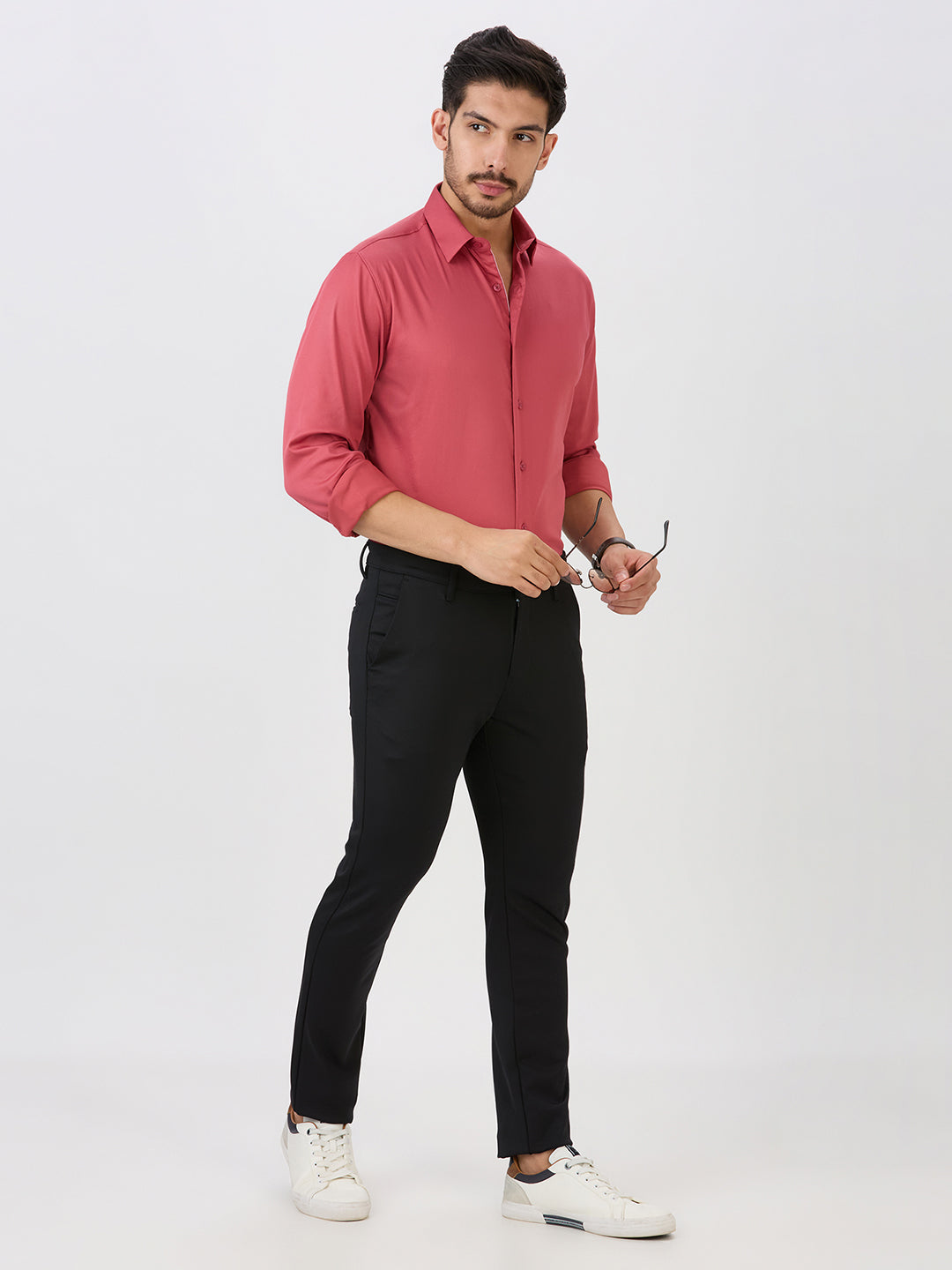 Cherry Slim Fit Premium Cotton Satin Lycra Solid Shirt