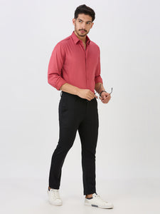 Cherry Slim Fit Premium Cotton Satin Lycra Solid Shirt