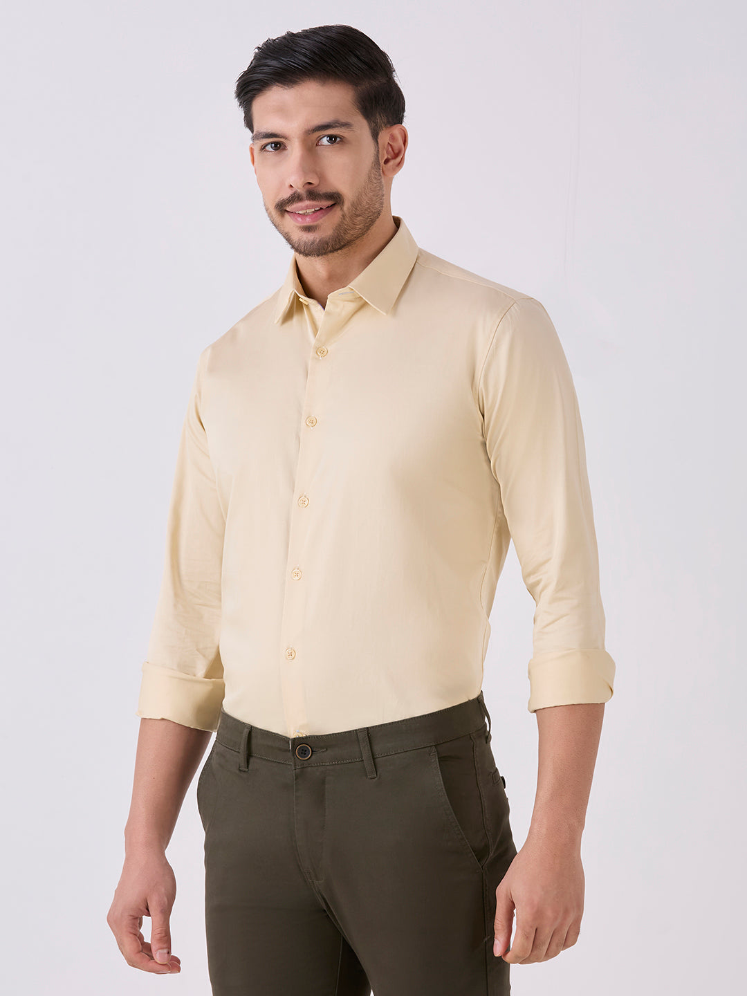 Butter Slim Fit Premium Cotton Satin Solid Shirt