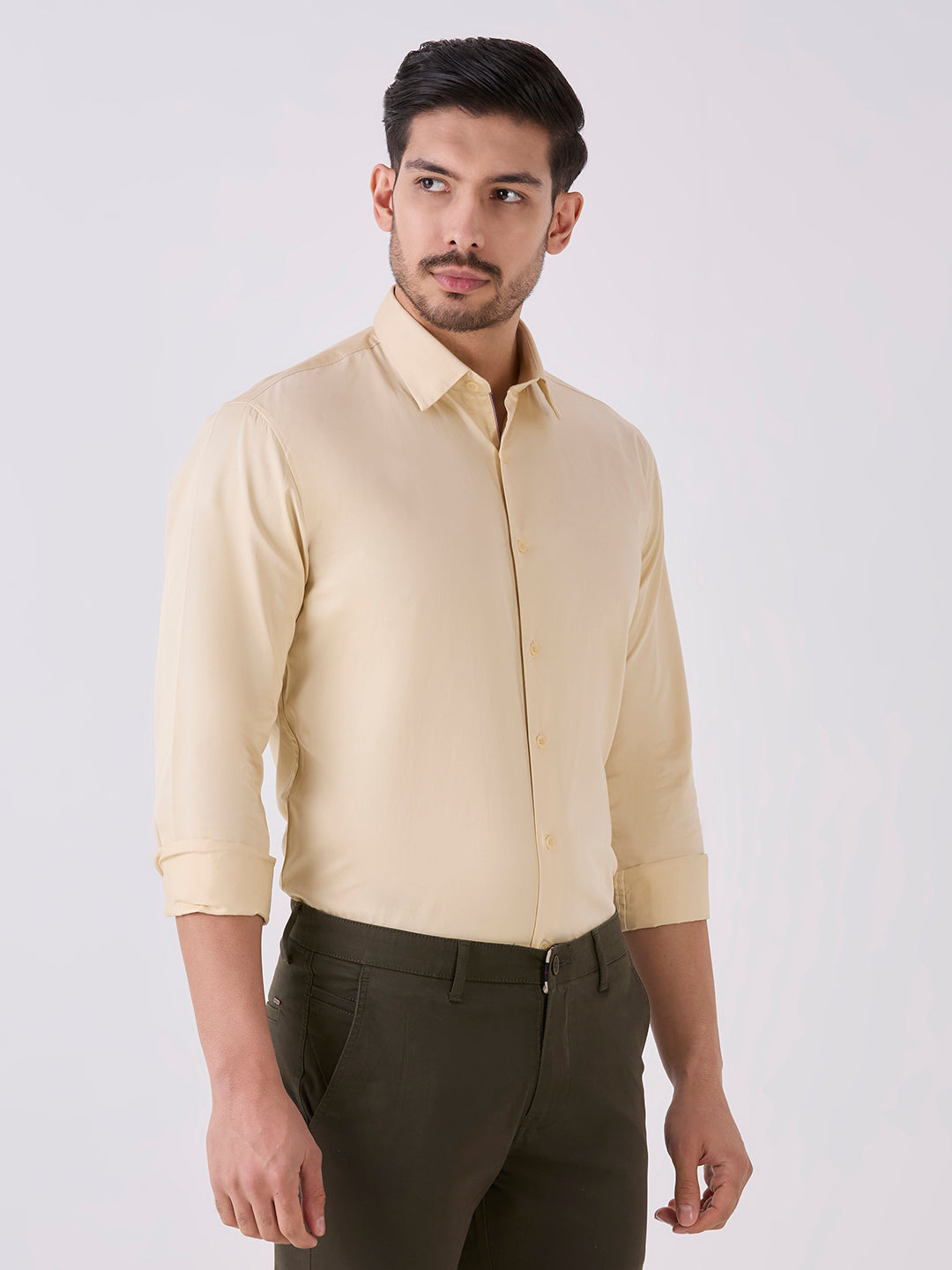 Butter Slim Fit Premium Cotton Satin Solid Shirt