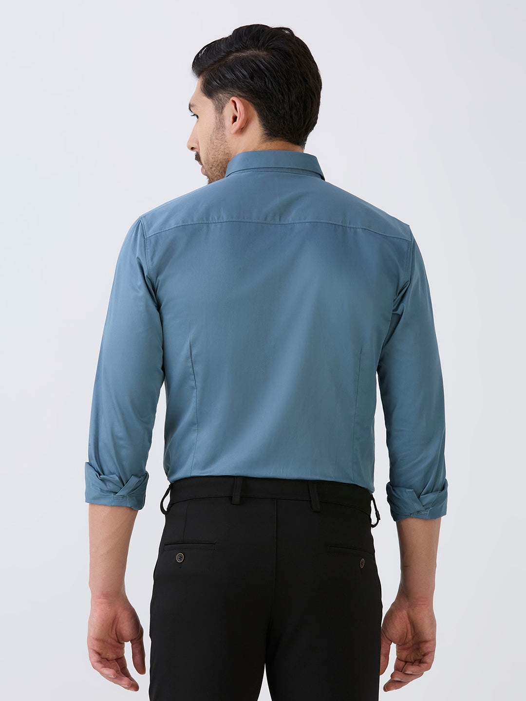 Sea Green Slim Fit Premium Cotton Satin Solid Shirt