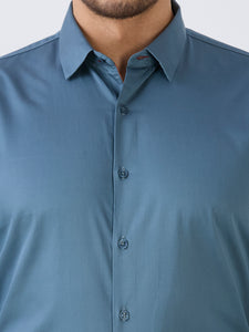 Sea Green Slim Fit Premium Cotton Satin Solid Shirt