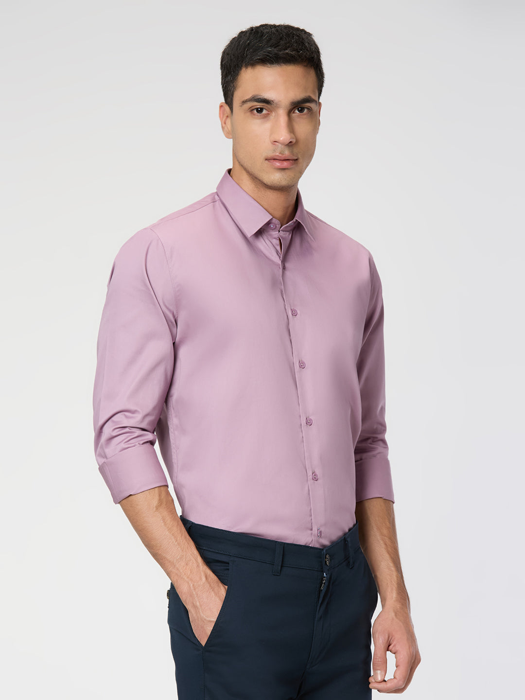 Onion Slim Fit Premium Cotton Satin Solid Shirt