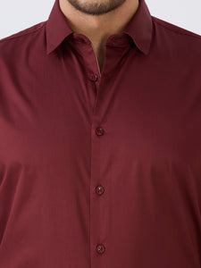 Maroon Slim Fit Premium Cotton Satin Solid Shirt