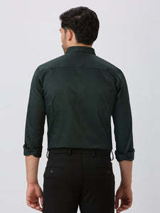 Bottle Green Slim Fit Premium Cotton Satin Solid Shirt