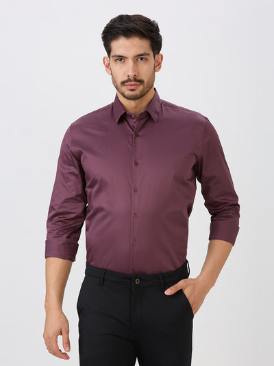 Dry Berry Slim Fit Premium Cotton Satin Solid Shirt