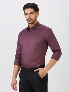 Dry Berry Slim Fit Premium Cotton Satin Solid Shirt