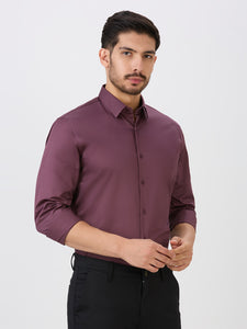 Dry Berry Slim Fit Premium Cotton Satin Solid Shirt