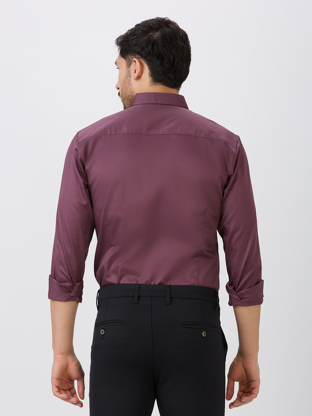 Dry Berry Slim Fit Premium Cotton Satin Solid Shirt
