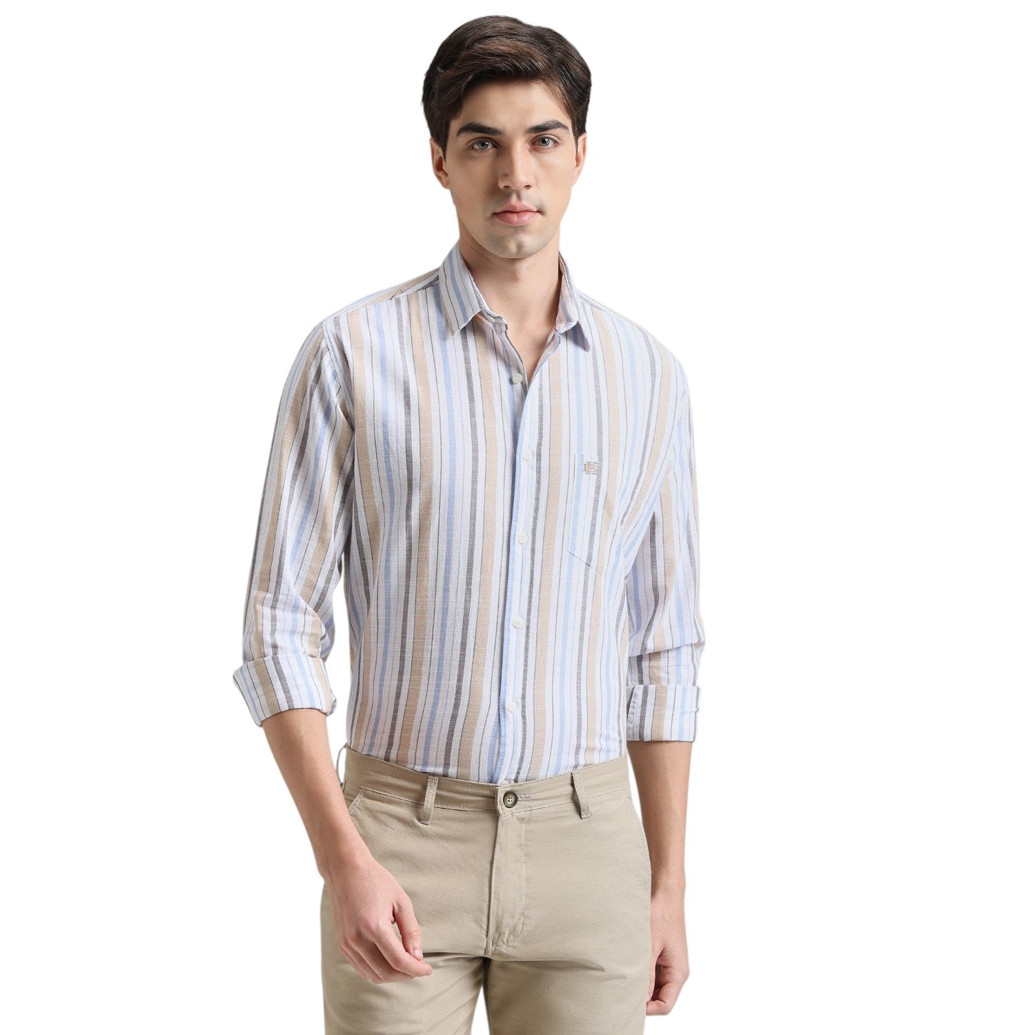 Fern Green Premium Cotton Slim Fit Stripe Shirt