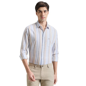 Fern Green Premium Cotton Slim Fit Stripe Shirt