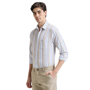 Fern Green Premium Cotton Slim Fit Stripe Shirt