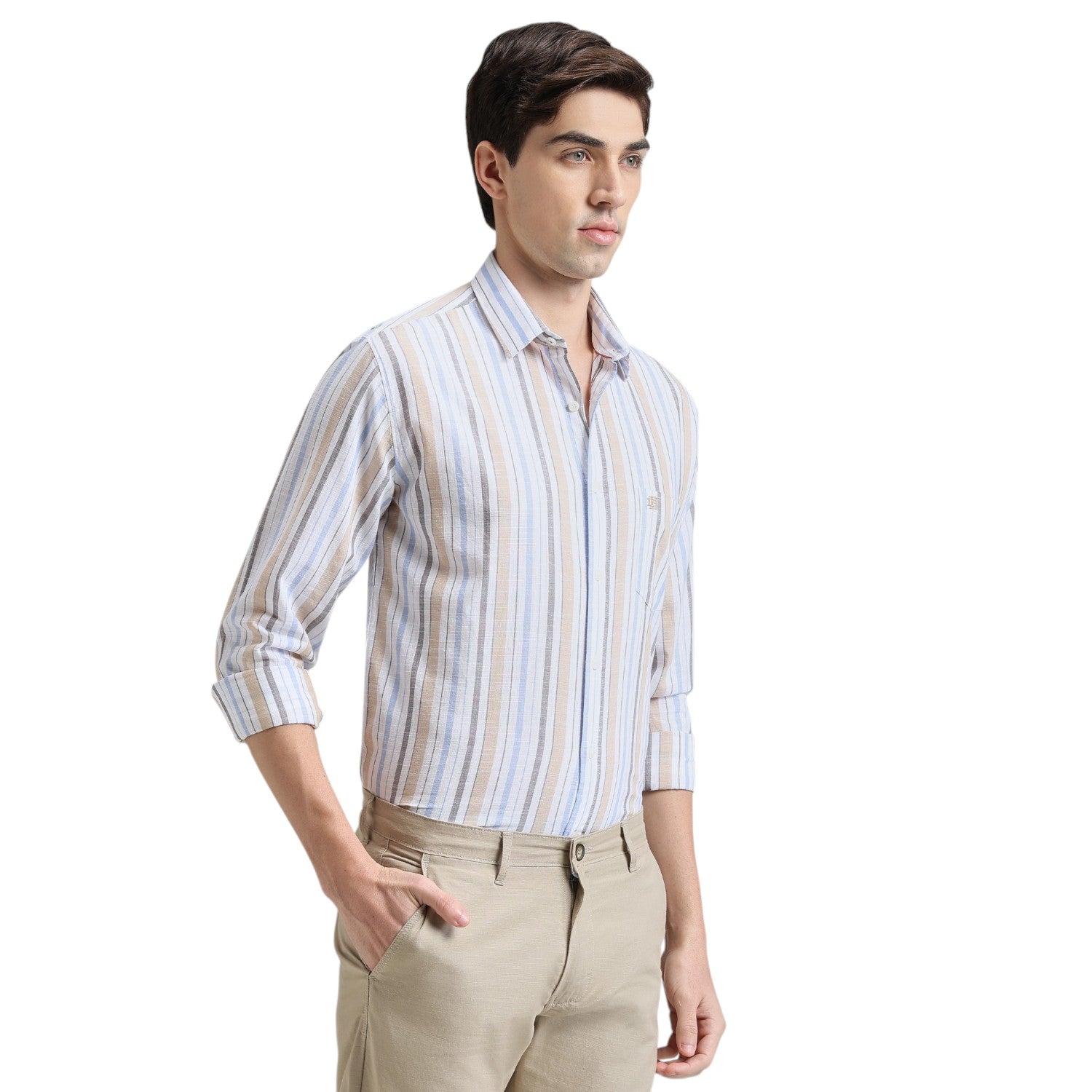 Fern Green Premium Cotton Slim Fit Stripe Shirt