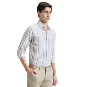 Fern Green Premium Cotton Slim Fit Stripe Shirt