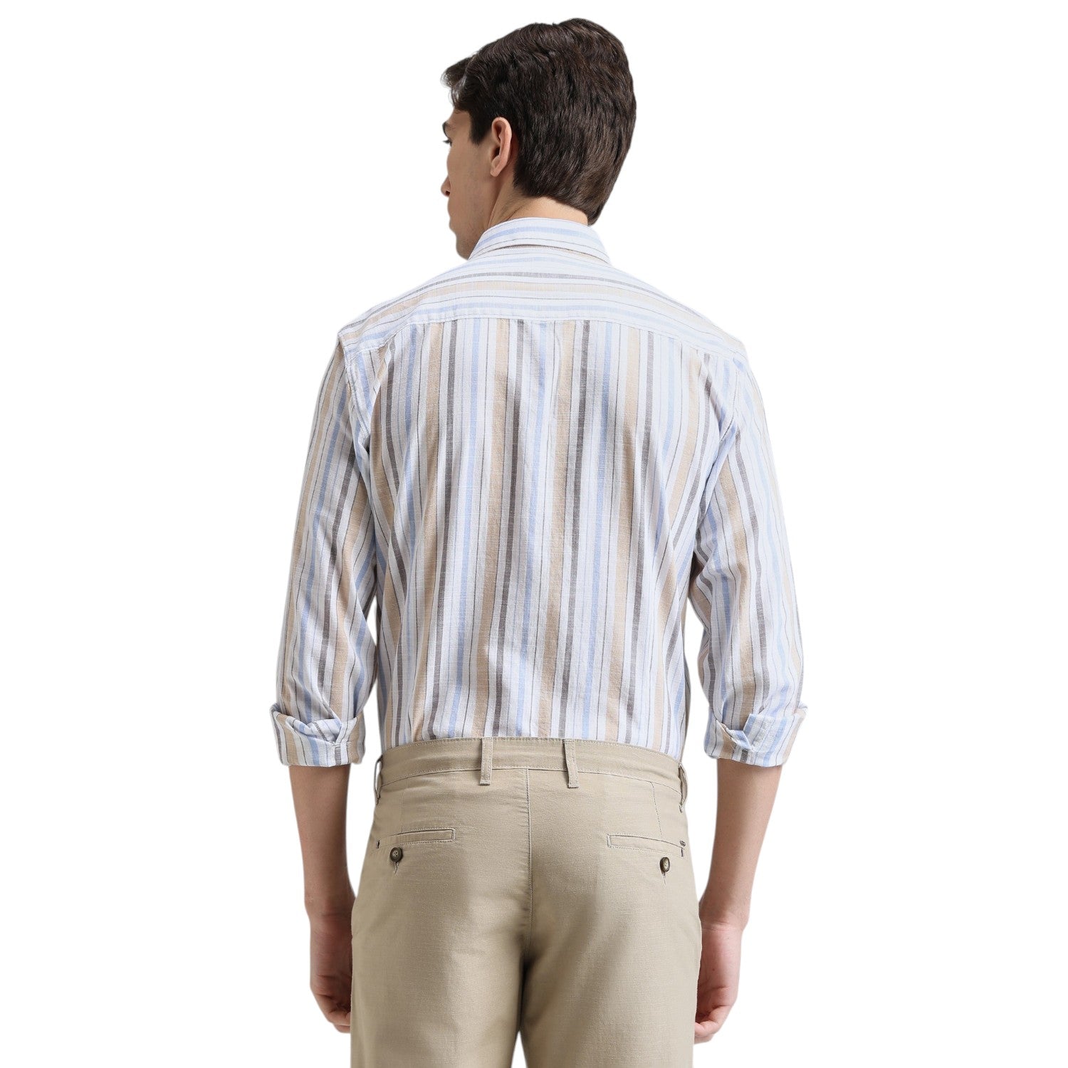 Fern Green Premium Cotton Slim Fit Stripe Shirt