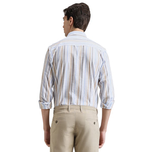 Fern Green Premium Cotton Slim Fit Stripe Shirt