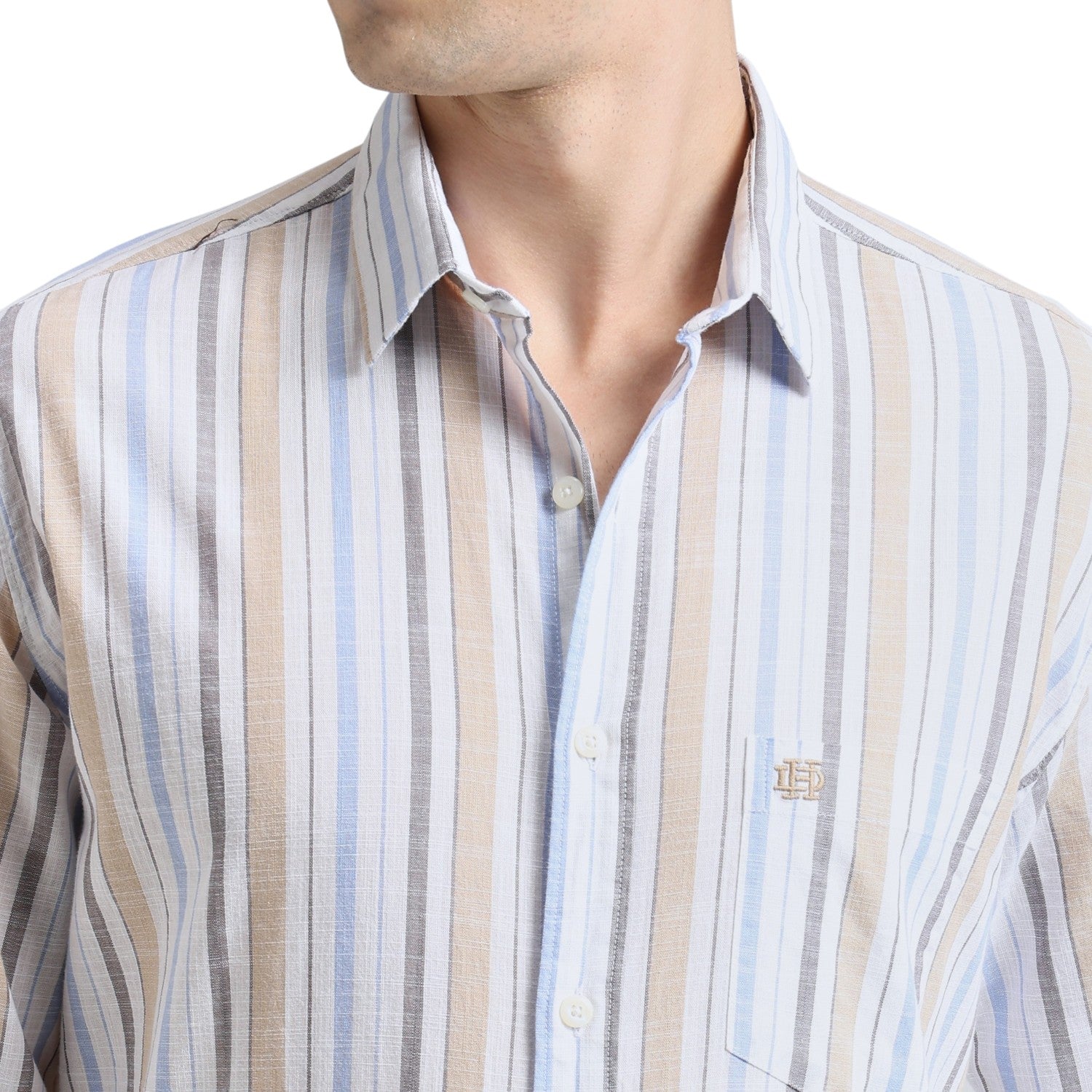 Fern Green Premium Cotton Slim Fit Stripe Shirt