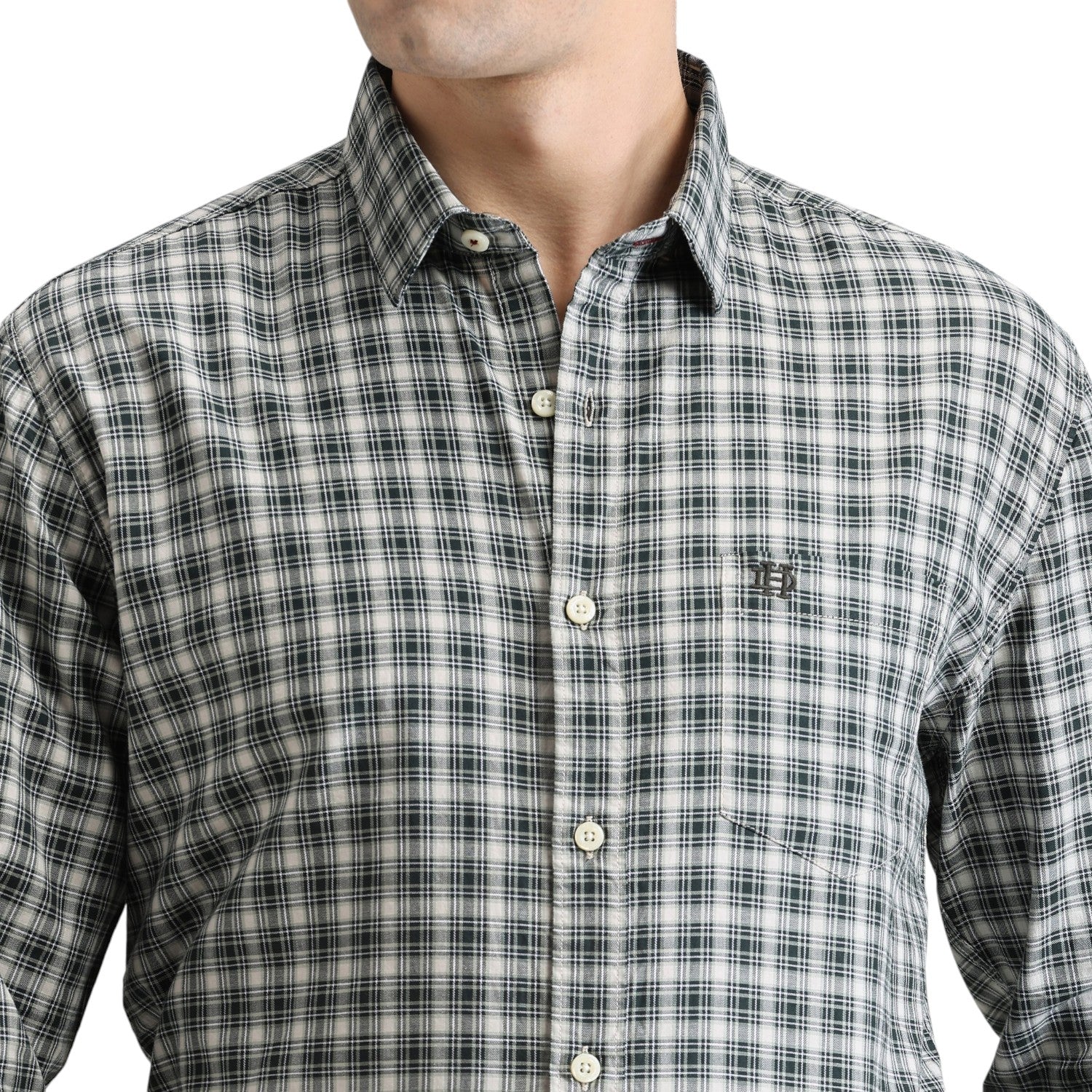 Forest Premium Cotton Slim Fit Checks Shirt