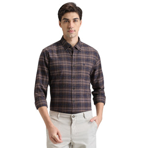 Ink Blue Premium Cotton Slim Fit Checks Shirt