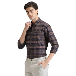 Ink Blue Premium Cotton Slim Fit Checks Shirt