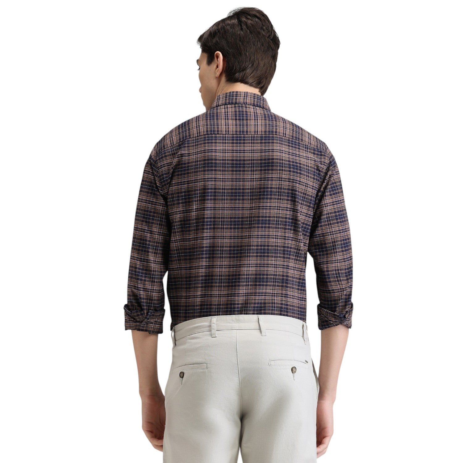 Ink Blue Premium Cotton Slim Fit Checks Shirt