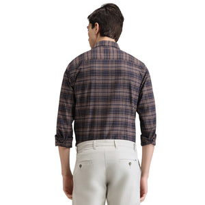 Ink Blue Premium Cotton Slim Fit Checks Shirt