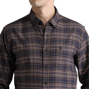 Ink Blue Premium Cotton Slim Fit Checks Shirt