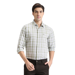 Green Tea Premium Cotton Slim Fit Checks Shirt