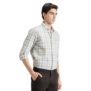Green Tea Premium Cotton Slim Fit Checks Shirt