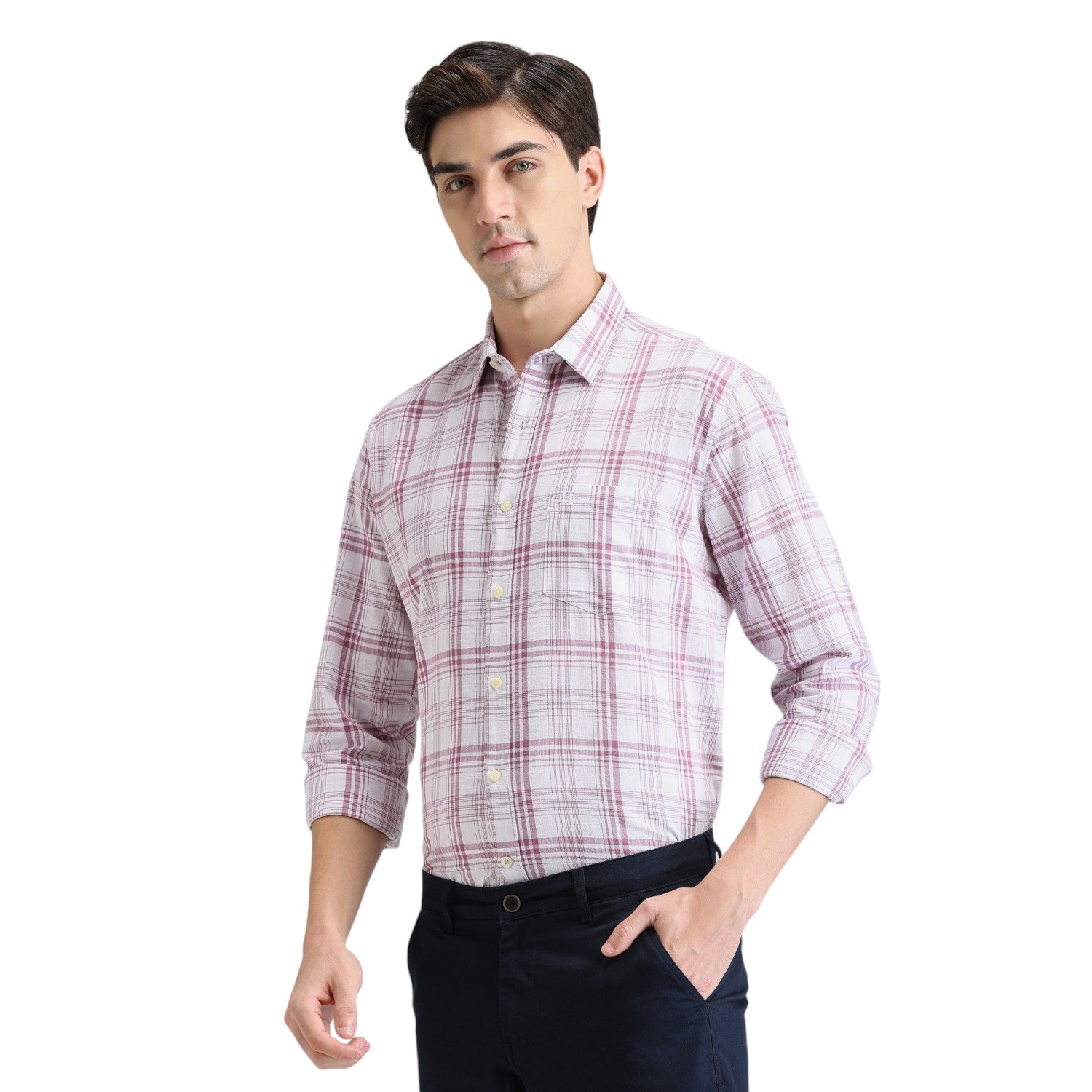 Strawberry Premium Cotton Slim Fit Checks Shirt