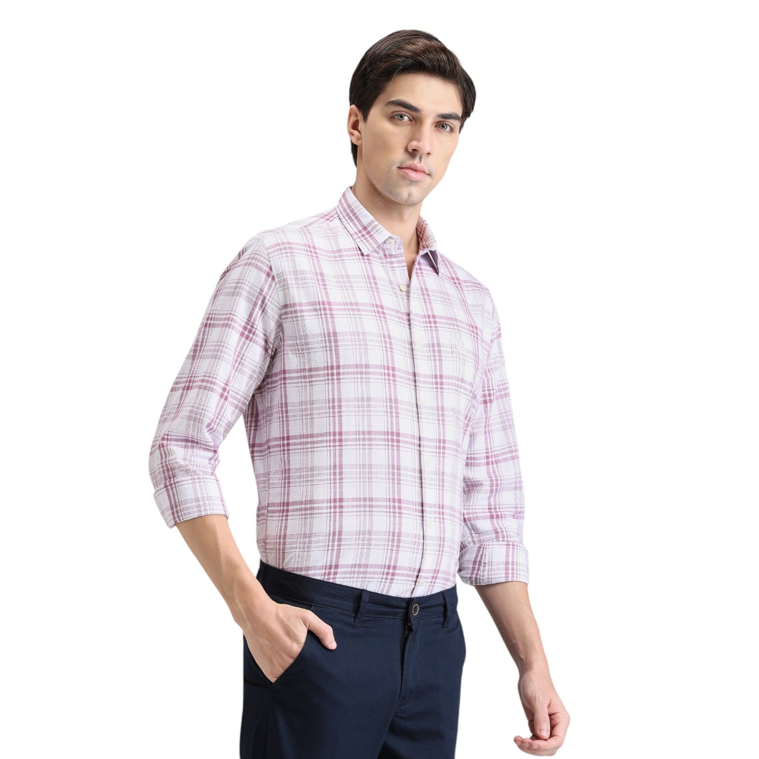 Strawberry Premium Cotton Slim Fit Checks Shirt