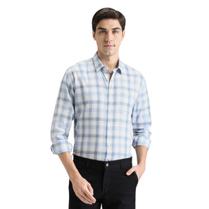 Sky Premium Cotton Slim Fit Checks Shirt