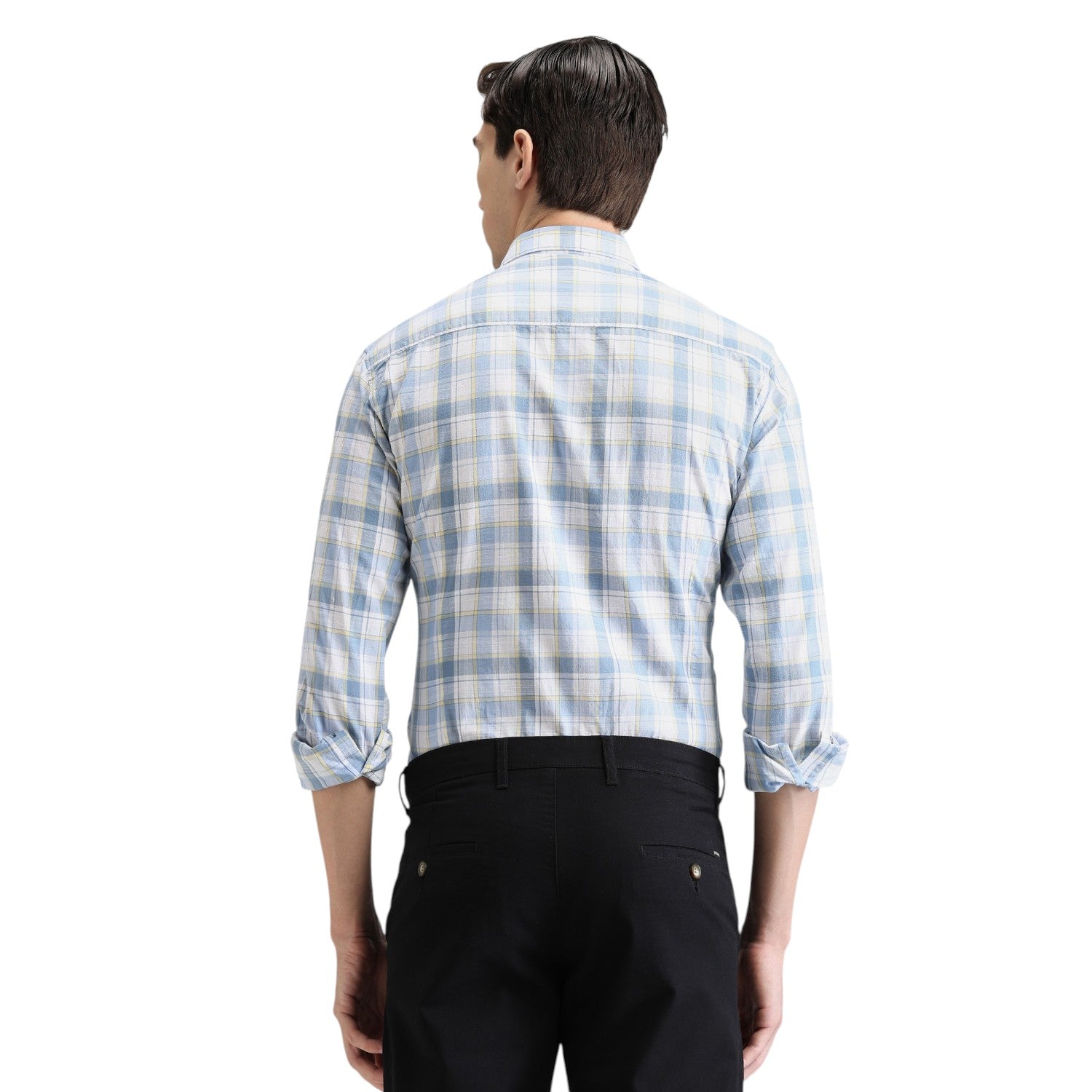Sky Premium Cotton Slim Fit Checks Shirt